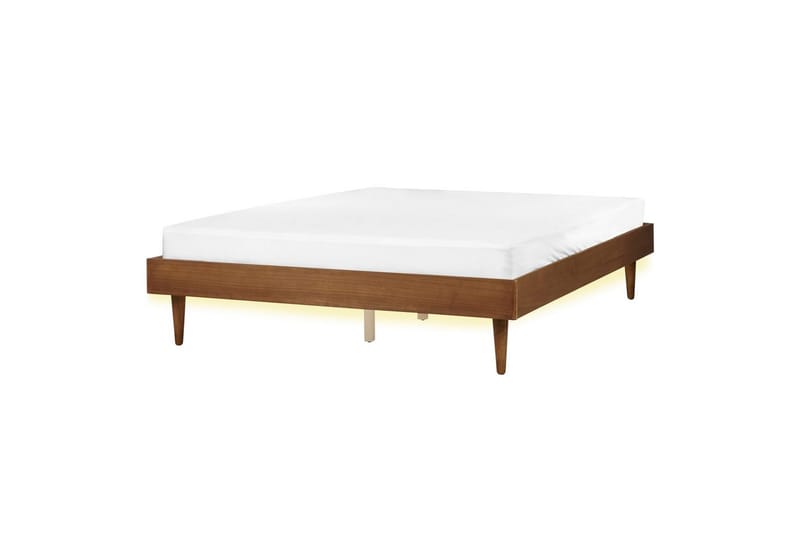 Dubbelsäng Toucy med LED-belysning Ljus Trä, 160x200 cm - Ljus Trä, 160x200 cm - Möbler - Säng - Ramsäng
