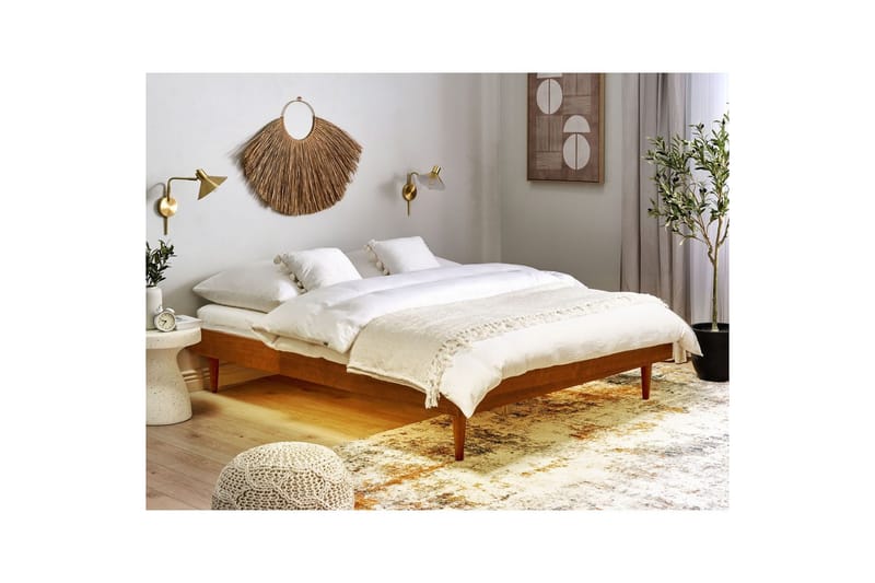 Dubbelsäng Toucy med LED-belysning Ljus Trä, 160x200 cm - Ljus Trä, 160x200 cm - Möbler - Säng - Ramsäng