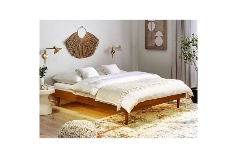 Dubbelsäng Toucy med LED-belysning Ljus Trä, 180x200 cm - Ljus Trä, 180x200 cm - Möbler - Säng - Dubbelsäng