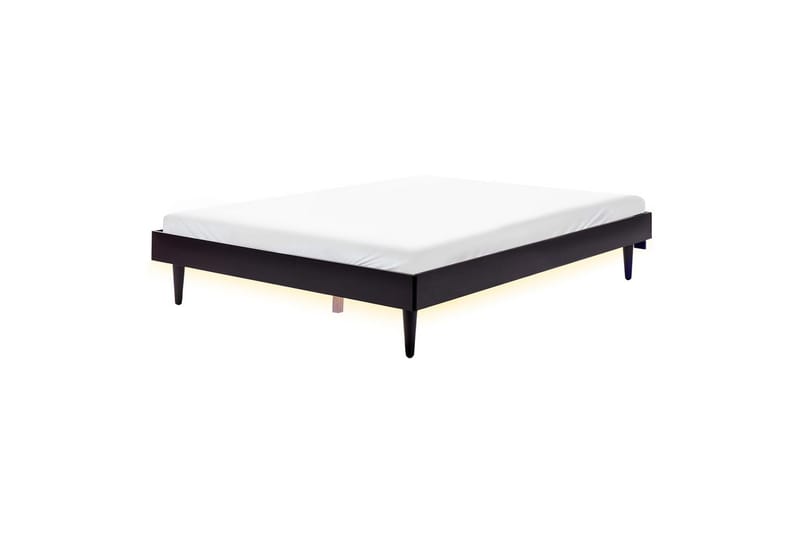 Dubbelsäng Toucy med LED-belysning Svart, 160x200 cm - Svart, 160x200 cm - Möbler - Säng - Ramsäng