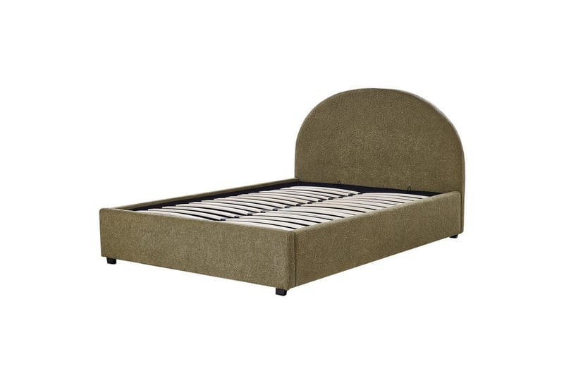 Dubbelsäng Vaucluse med förvaring Grön, 140x200 cm, Bouclé - Grön, 140x200 cm, Bouclé - Möbler - Säng - Sängram & sängstomme