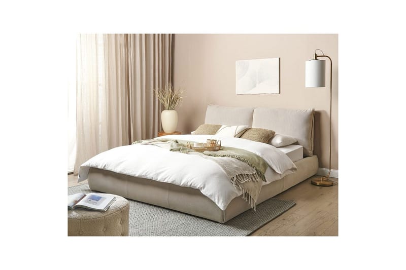 Dubbelsäng Vinay med lamellram Beige, 160x200 cm - Beige, 160x200 cm - Möbler - Säng - Dubbelsäng