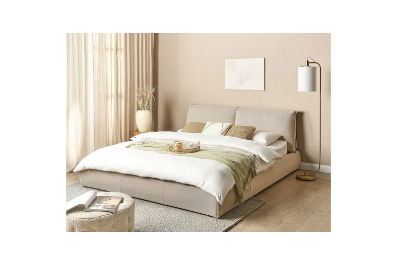 Dubbelsäng Vinay med lamellram Beige, 180x200 cm - Beige, 180x200 cm - Möbler - Säng - Sängram & sängstomme