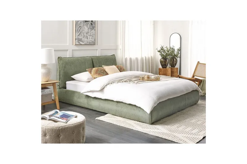 Dubbelsäng Vinay med lamellram Grön, 160x200 cm - Grön, 160x200 cm - Möbler - Säng - Dubbelsäng