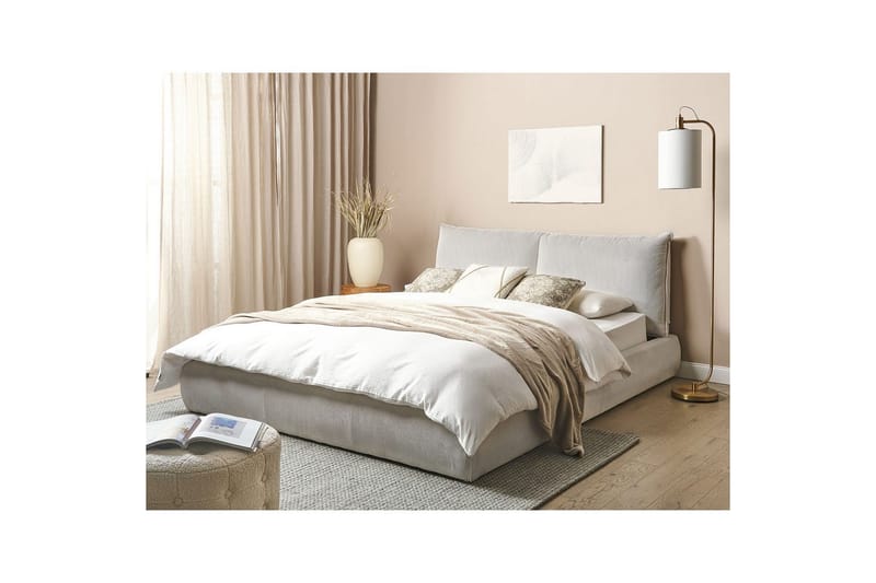 Dubbelsäng Vinay med lamellram Ljusbeige, 160x200 cm - Ljusbeige, 160x200 cm - Möbler - Säng - Ramsäng