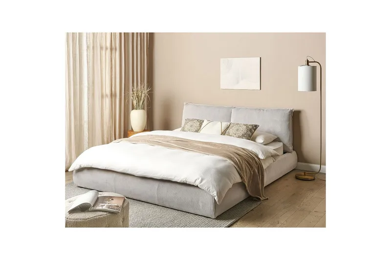 Dubbelsäng Vinay med lamellram Ljusbeige, 180x200 cm - Ljusbeige, 180x200 cm - Möbler - Säng - Sängram & sängstomme