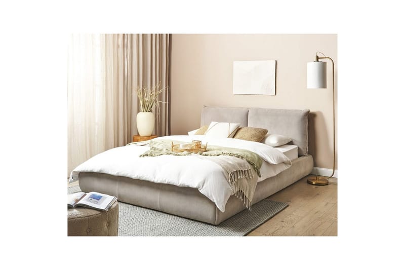 Dubbelsäng Vinay med lamellram Taupe, 160x200 cm - Taupe, 160x200 cm - Möbler - Säng - Dubbelsäng