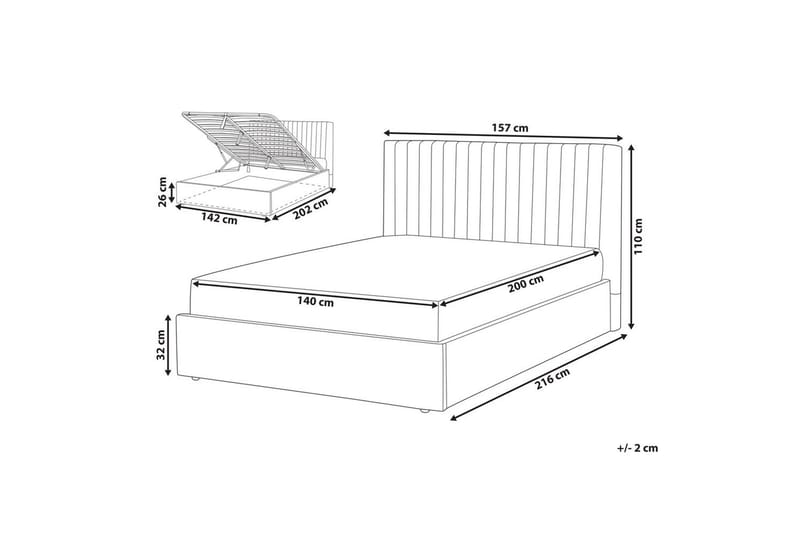 Dubbelsäng Vion med förvaring 140x200 cm - 140x200 cm - Möbler - Säng - Sängram & sängstomme