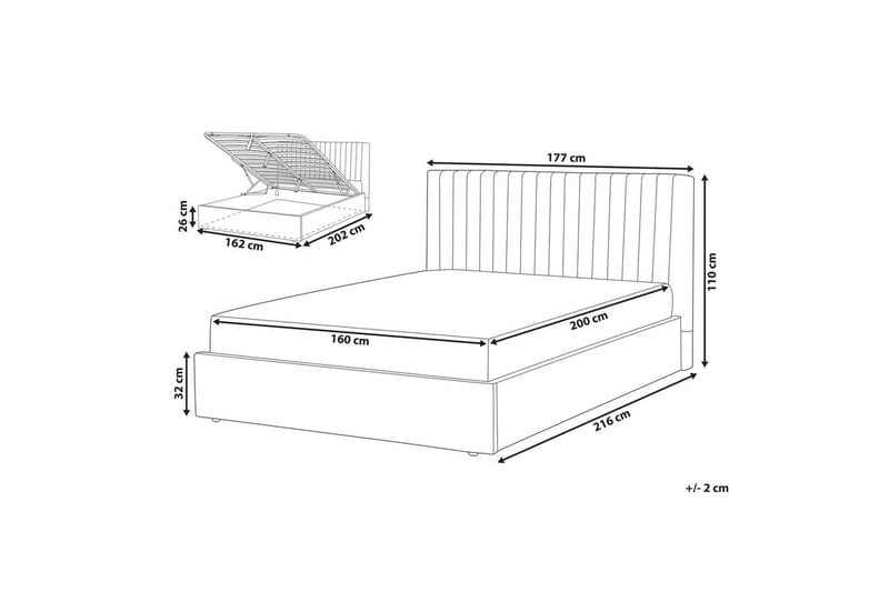 Dubbelsäng Vion med förvaring 160x200 cm - 160x200 cm - Möbler - Säng - Sängram & sängstomme