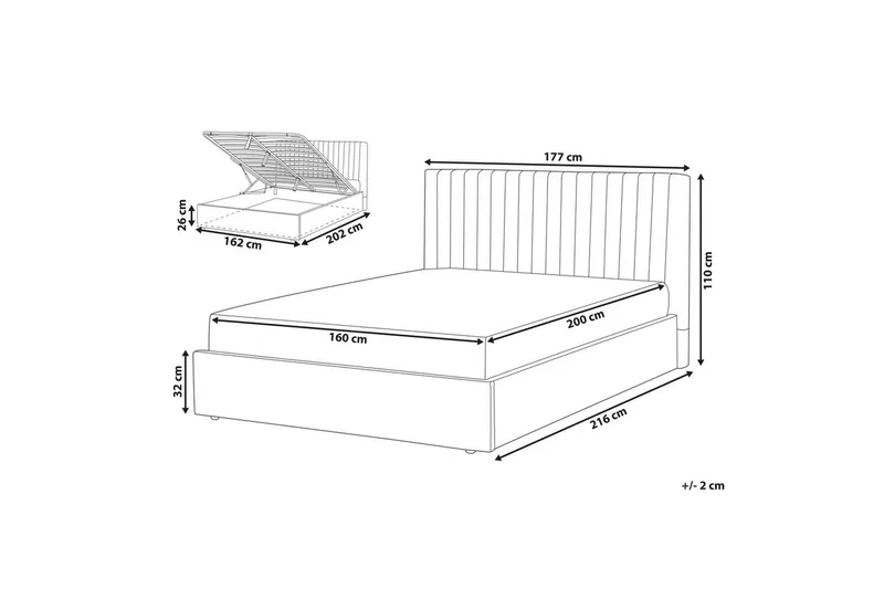 Dubbelsäng Vion med förvaring 160x200 cm - 160x200 cm - Möbler - Säng - Sängram & sängstomme