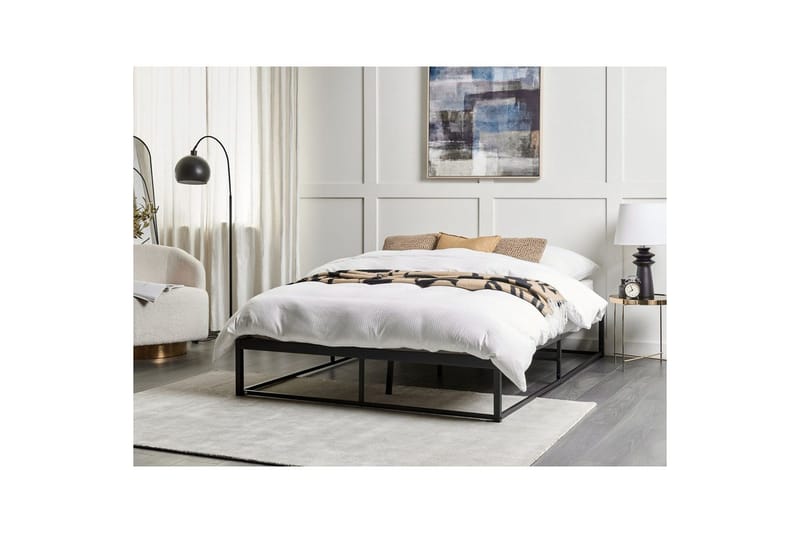 Dubbelsäng Viry med lamellram Svart, 140x200 cm - Svart, 140x200 cm - Möbler - Säng - Dubbelsäng