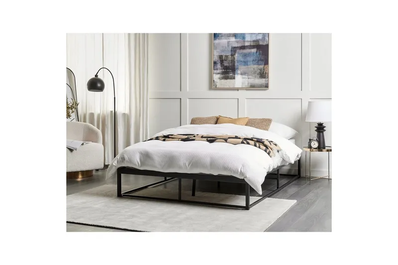Dubbelsäng Viry med lamellram Svart, 140x200 cm - Svart, 140x200 cm - Möbler - Säng - Sängram & sängstomme