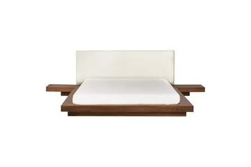 Dubbelsäng Zen med lamellram Brun-Vit, 160x200 cm - Brun-Vit, 160x200 cm - Möbler - Säng - Sängram & sängstomme