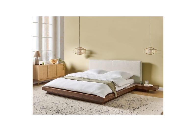 Dubbelsäng Zen med lamellram Brun-Vit, 160x200 cm - Brun-Vit, 160x200 cm - Möbler - Säng - Sängram & sängstomme