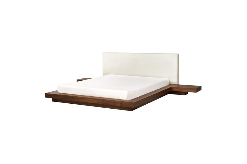 Dubbelsäng Zen med lamellram Brun-Vit, 160x200 cm - Brun-Vit, 160x200 cm - Möbler - Säng - Sängram & sängstomme