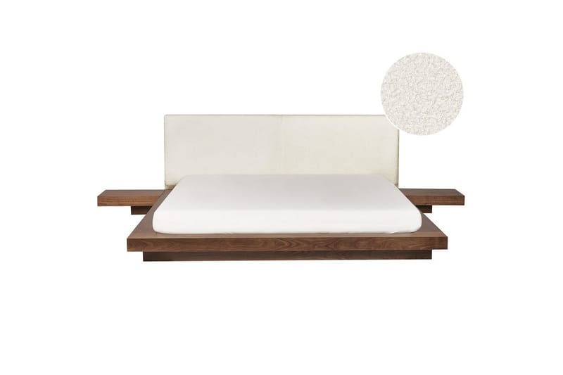 Dubbelsäng Zen med lamellram Brun-Vit, 180x200 cm - Brun-Vit, 180x200 cm - Möbler - Säng - Sängram & sängstomme