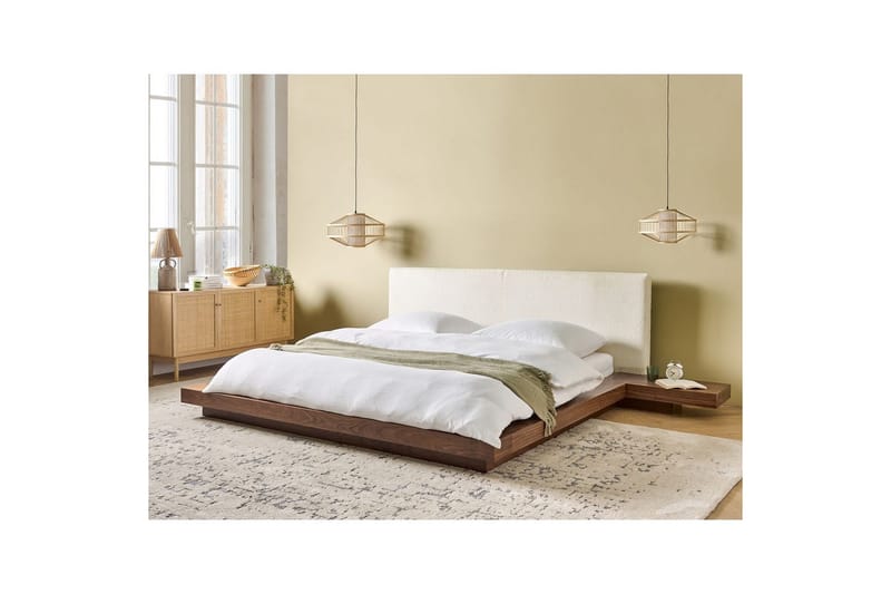 Dubbelsäng Zen med lamellram Brun-Vit, 180x200 cm - Brun-Vit, 180x200 cm - Möbler - Säng - Sängram & sängstomme