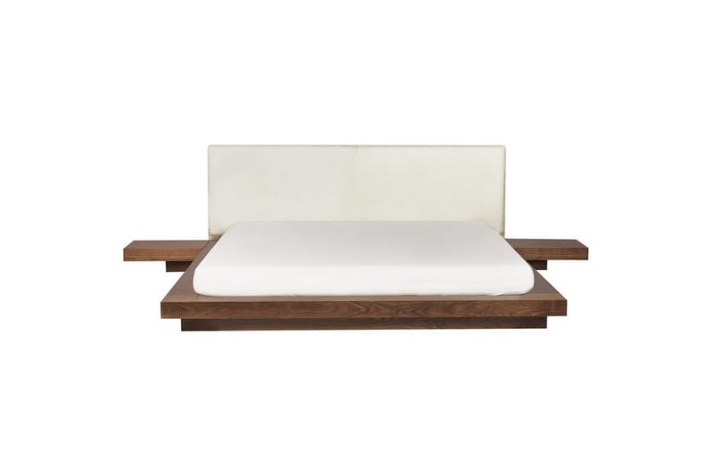 Dubbelsäng Zen med lamellram Brun-Vit, 180x200 cm - Brun-Vit, 180x200 cm - Möbler - Säng - Sängram & sängstomme