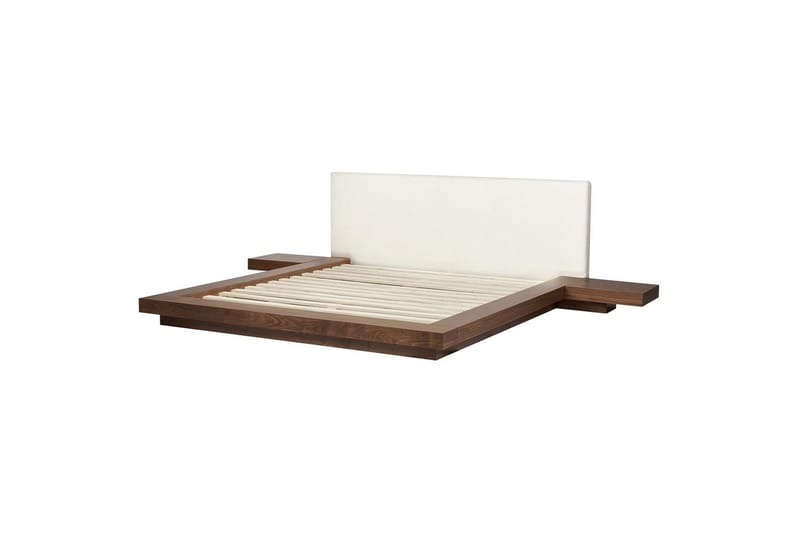 Dubbelsäng Zen med lamellram Brun-Vit, 180x200 cm - Brun-Vit, 180x200 cm - Möbler - Säng - Sängram & sängstomme
