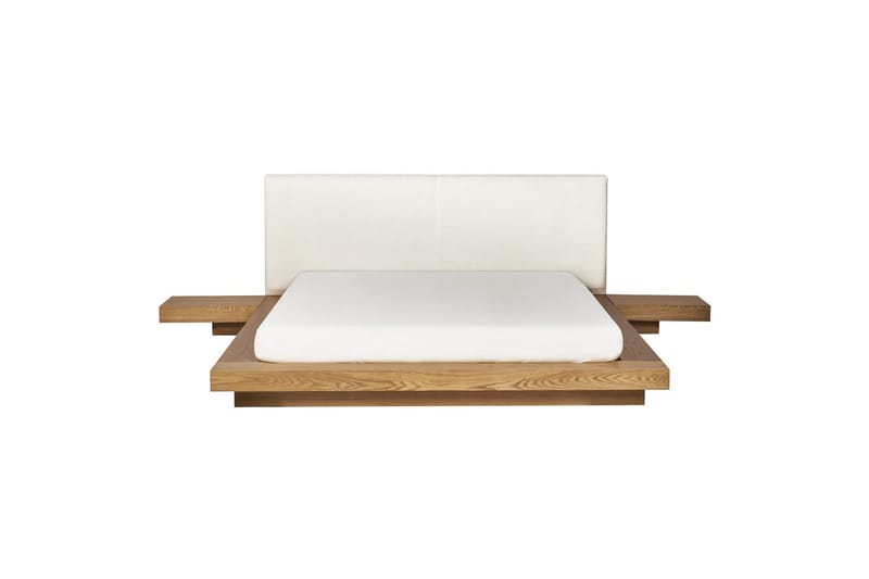 Dubbelsäng Zen med lamellram Ljus Trä-Vit, 160x200 cm - Ljus Trä-Vit, 160x200 cm - Möbler - Säng - Sängram & sängstomme