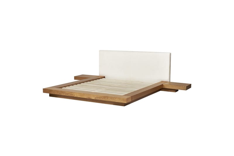 Dubbelsäng Zen med lamellram Ljus Trä-Vit, 160x200 cm - Ljus Trä-Vit, 160x200 cm - Möbler - Säng - Sängram & sängstomme
