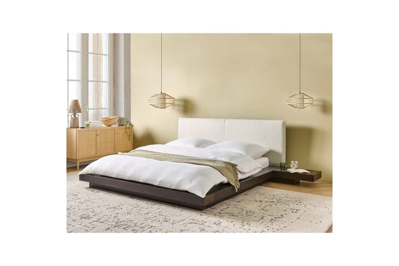 Dubbelsäng Zen med lamellram Mörk Trä-Vit, 160x200 cm - Mörk Trä-Vit, 160x200 cm - Möbler - Säng - Sängram & sängstomme