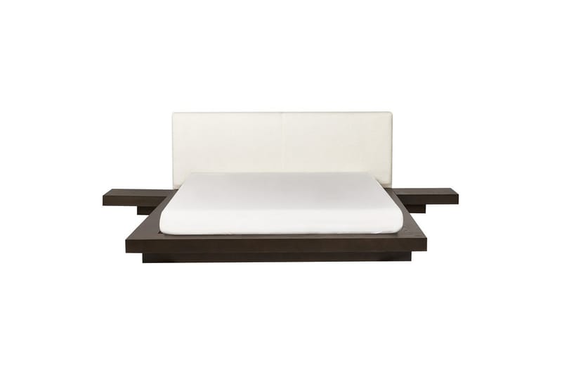 Dubbelsäng Zen med lamellram Mörk Trä-Vit, 160x200 cm - Mörk Trä-Vit, 160x200 cm - Möbler - Säng - Sängram & sängstomme