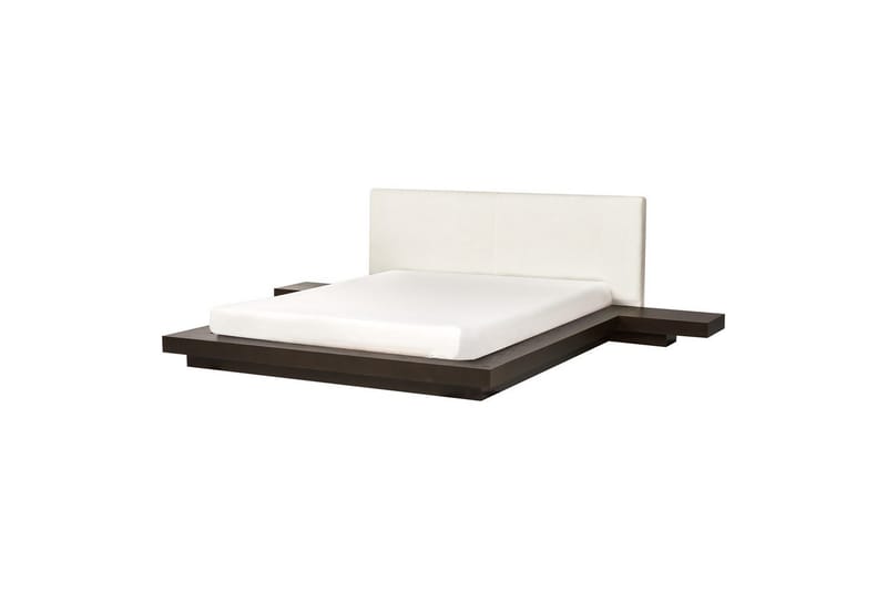 Dubbelsäng Zen med lamellram Mörk Trä-Vit, 160x200 cm - Mörk Trä-Vit, 160x200 cm - Möbler - Säng - Sängram & sängstomme