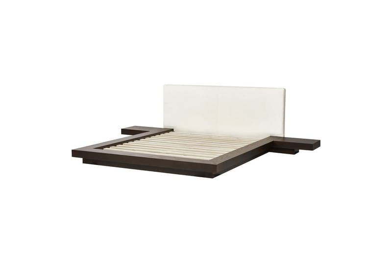 Dubbelsäng Zen med lamellram Mörk Trä-Vit, 160x200 cm - Mörk Trä-Vit, 160x200 cm - Möbler - Säng - Sängram & sängstomme
