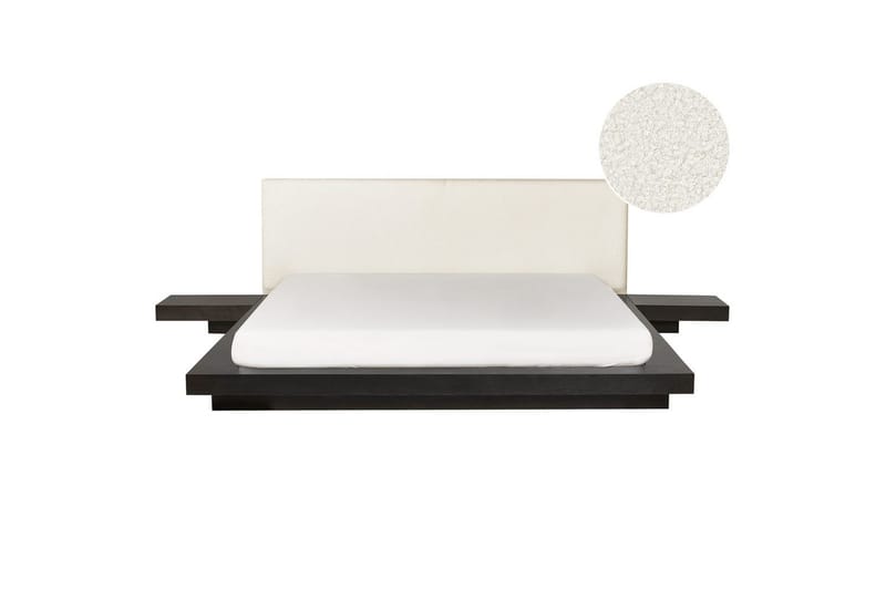 Dubbelsäng Zen med lamellram Mörk Trä-Vit, 180x200 cm - Mörk Trä-Vit, 180x200 cm - Möbler - Säng - Sängram & sängstomme