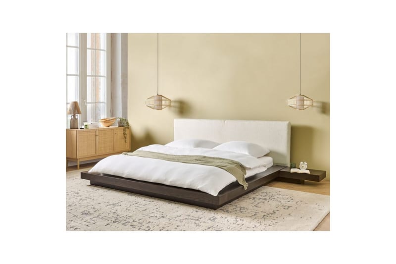 Dubbelsäng Zen med lamellram Mörk Trä-Vit, 180x200 cm - Mörk Trä-Vit, 180x200 cm - Möbler - Säng - Sängram & sängstomme