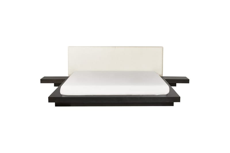 Dubbelsäng Zen med lamellram Mörk Trä-Vit, 180x200 cm - Mörk Trä-Vit, 180x200 cm - Möbler - Säng - Sängram & sängstomme