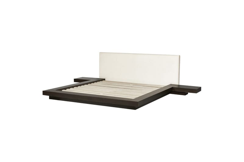 Dubbelsäng Zen med lamellram Mörk Trä-Vit, 180x200 cm - Mörk Trä-Vit, 180x200 cm - Möbler - Säng - Sängram & sängstomme