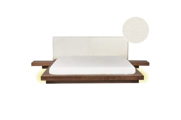 Dubbelsäng Zen med LED-belysning Brun-Vit, 180x200 cm, Bouclé