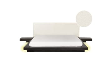 Dubbelsäng Zen med LED-belysning Mörk Trä-Vit, 180x200 cm, Bouclé