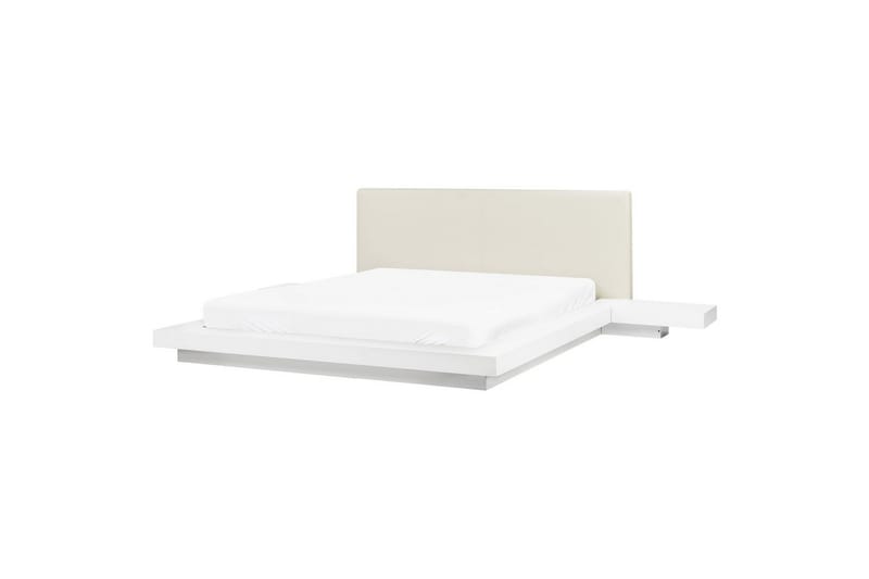 Dubbelsäng Zen med LED-belysning Vit-Vit, 160x200 cm, Konstläder - Vit-Vit, 160x200 cm, Konstläder - Möbler - Säng - Sängram & sängstomme