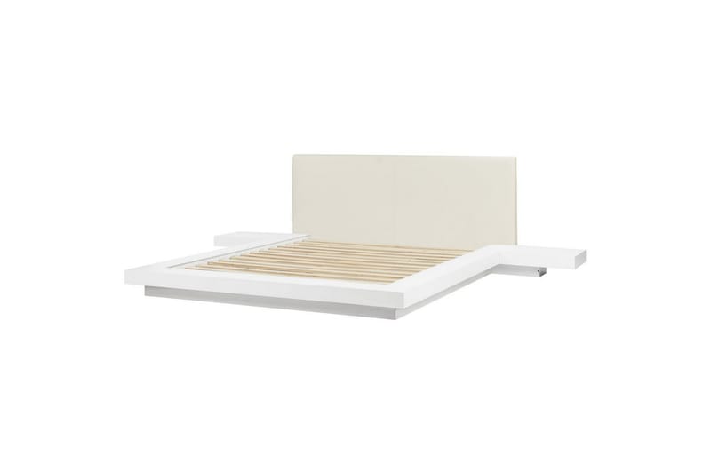 Dubbelsäng Zen med LED-belysning Vit-Vit, 160x200 cm, Konstläder - Vit-Vit, 160x200 cm, Konstläder - Möbler - Säng - Sängram & sängstomme