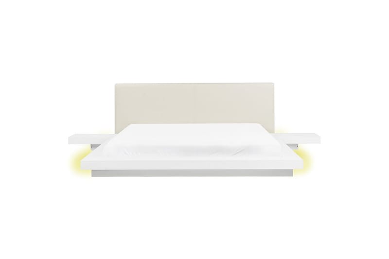 Dubbelsäng Zen med LED-belysning Vit-Vit, 180x200 cm, Konstläder - Vit-Vit, 180x200 cm, Konstläder - Möbler - Säng - Sängram & sängstomme