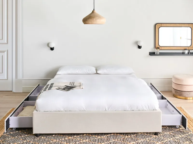 Dubbelsäng Prades 160x200 cm - Ljusbeige - Möbler - Säng - Sängram & sängstomme