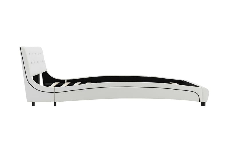 Säng med madrass vit konstläder 120x200 cm - Vit - Dubbelsäng - Ramsäng