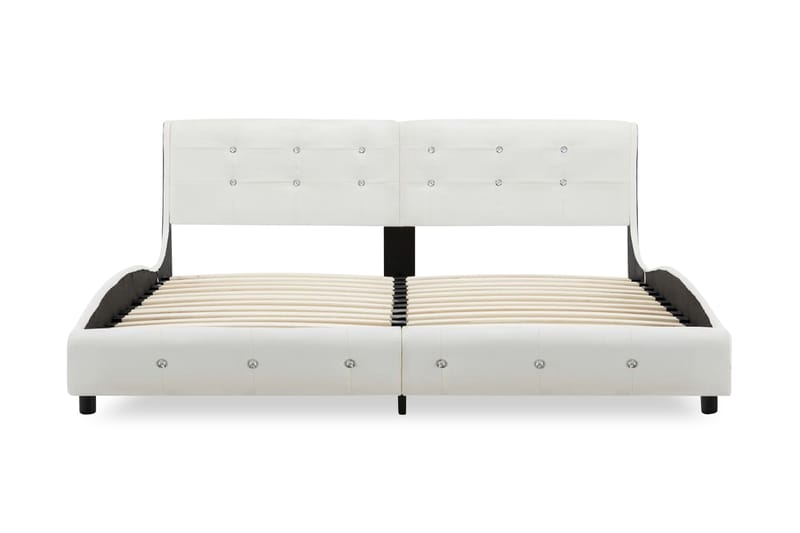 Säng med madrass vit konstläder 180x200 cm - Vit - Dubbelsäng - Ramsäng