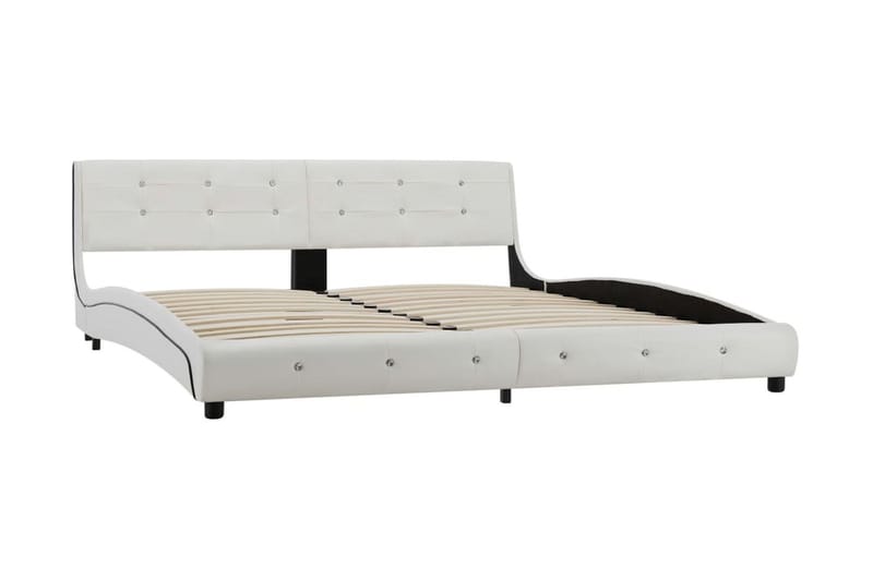 Säng med madrass vit konstläder 180x200 cm - Vit - Dubbelsäng - Ramsäng