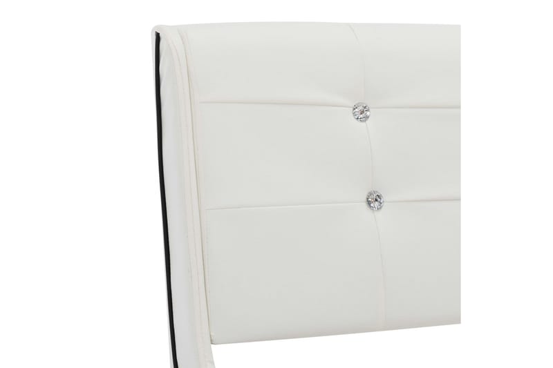 Säng med madrass vit konstläder 90x200 cm - Vit - Dubbelsäng - Ramsäng
