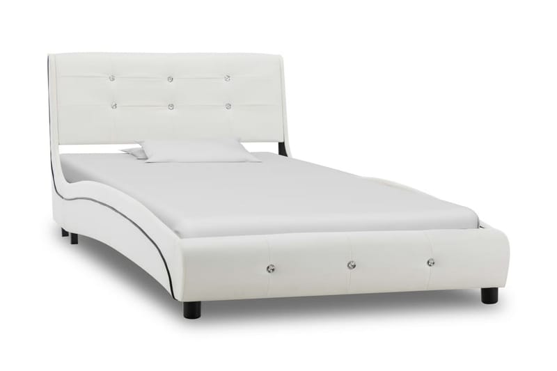 Säng med madrass vit konstläder 90x200 cm - Vit - Möbler - Säng - Ramsäng