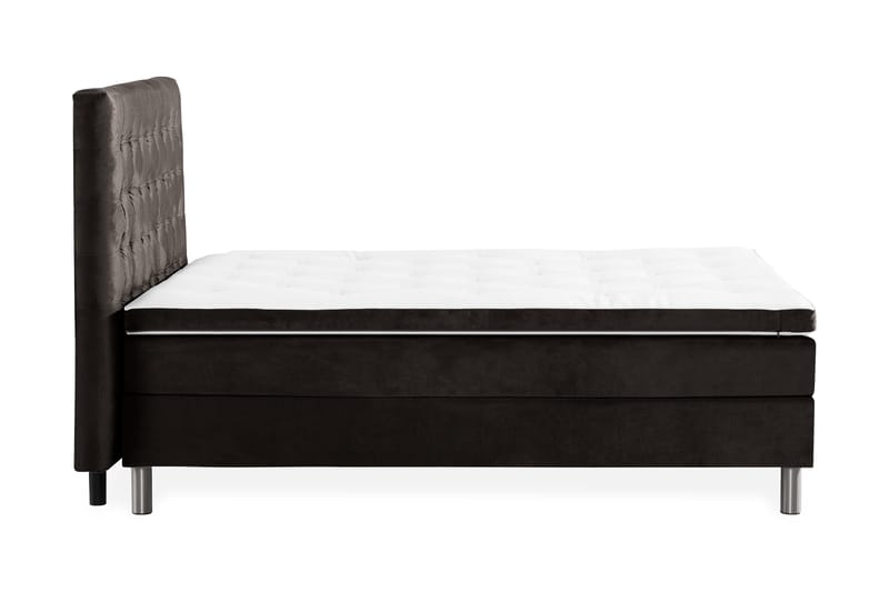 Ella Sängpaket 120x200 cm Rutig Gavel - Mörkgrå/Sammet - Möbler - Säng - Komplett sängpaket