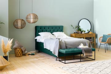 Ella Sängpaket 140x200 cm Djuphäftad Gavel - Mörkgrön/Sammet - Möbler - Säng - Komplett sängpaket