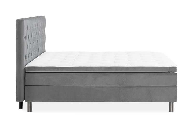Ella Sängpaket 160x200 cm Djuphäftad Gavel - Ljusgrå/Sammet - Möbler - Säng - Komplett sängpaket