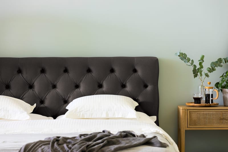 Ella Sängpaket 160x200 cm Djuphäftad Gavel - Mörkgrå/Sammet - Möbler - Säng - Komplett sängpaket