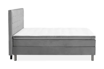 Ella Sängpaket 160x200 cm Knapp Gavel - Ljusgrå/Sammet - Möbler - Säng - Komplett sängpaket
