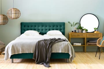 Ella Sängpaket 160x200 cm Rutig Gavel - Mörkgrön/Sammet - Möbler - Säng - Komplett sängpaket